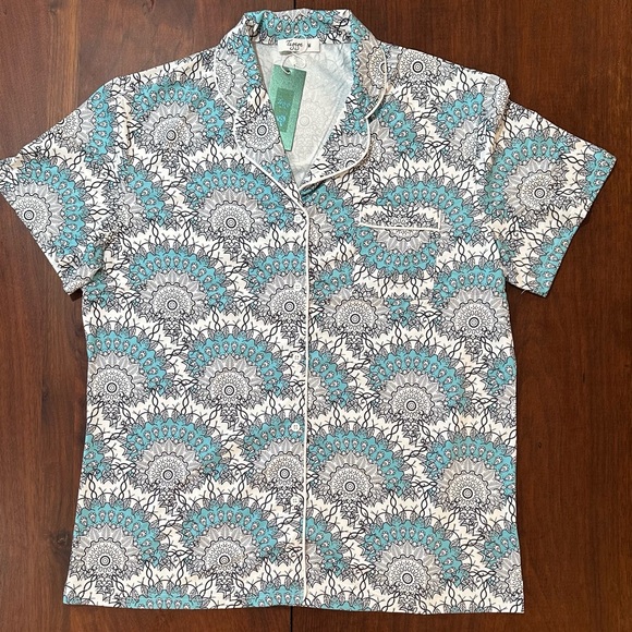 Women's Pajamas Set Button Down Short Sleeve Tugege Capri Sleepwear Sz M - Picture 11 of 13